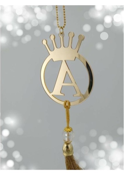 Çift Taraflı Ayna A Yazılı Gold Ayna Pleksi Araba Dikiz Aynası Süsü