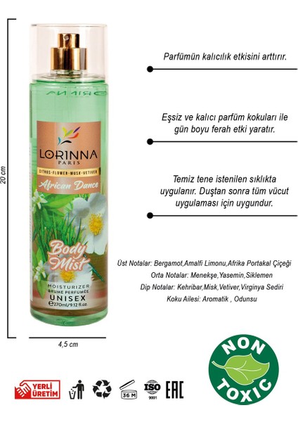 Lorınna Parıs Afrıcan Dance Body Mıst 270 ml