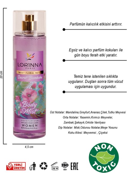 Lorınna Parıs Secret Bombshe Body Mıst 270 ml