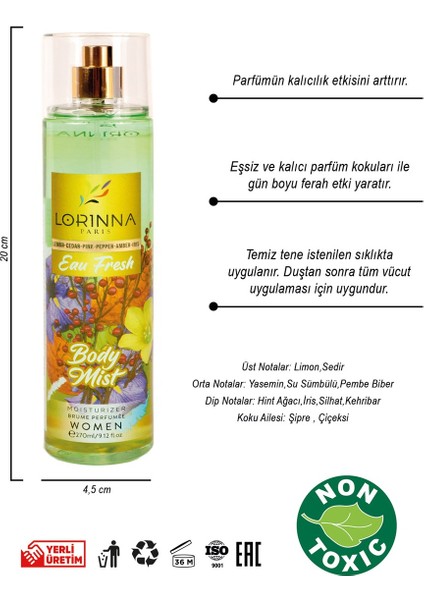 Lorınna Parıs Eau Fraıche Body Mıst 270 ml