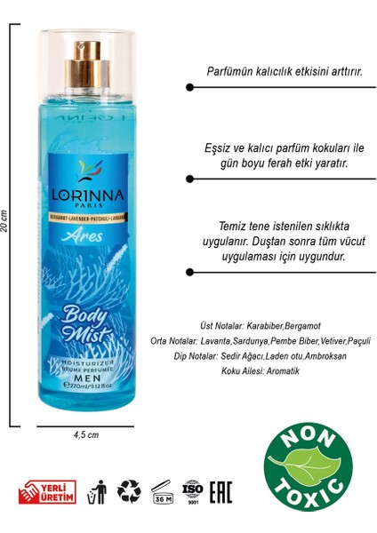 Lorınna Parıs Ares Body Mıst 270 ml