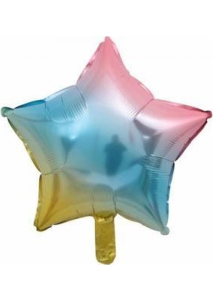 Yıldız Folyo Balon Gökkuşağı Renk 18 Inç 3 Adet