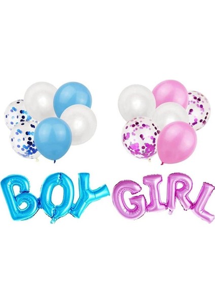 Cinsiyet Partisi Girl Boy Mavi Pembe Konfetili Balon Demeti