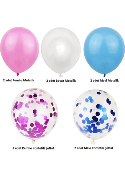 Cinsiyet Partisi Girl Boy Mavi Pembe Konfetili Balon Demeti