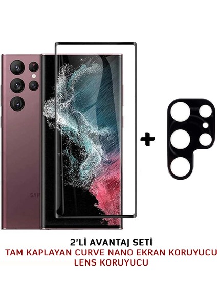 Samsung Galaxy S22 Ultra Uyumlu Tam Kaplayan Nano Esnek Ekran Koruyucu ve Arka Kamera Koruyucu fiyatları