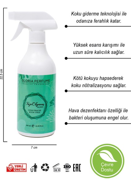 Glorıa Perfume Okyanus Ferahlığı Oda Spreyi 500 ml