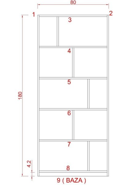 Odi Suntalam Kitaplık ( 80 x 180 cm ) Beyaz ( Mat )