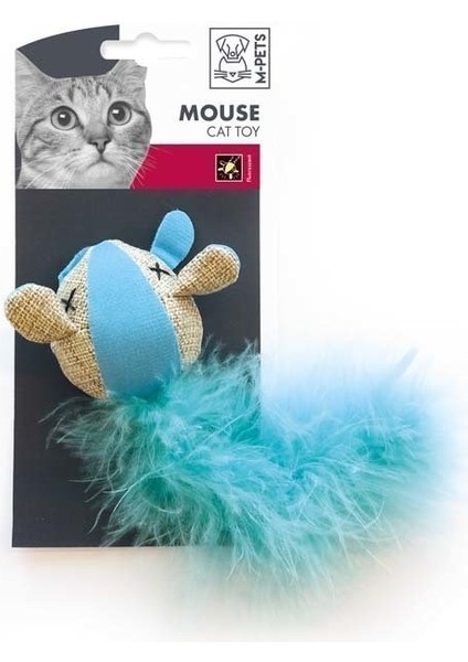 M-Pets Fare Şekilli Tüylü Keten Kedi Oyuncagı 17X7X4 cm Sarı 1 Adet