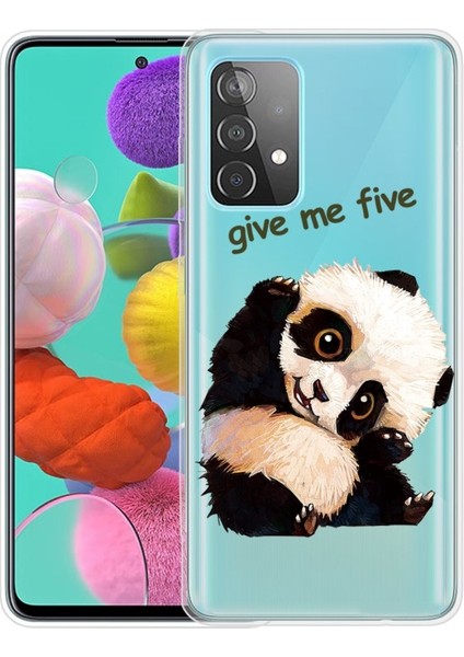 Galaxy A13 Için Darbe Emici Esnek Tpu Şeffaf Baskılı Telefon Kılıfı - Panda (Yurt Dışından)