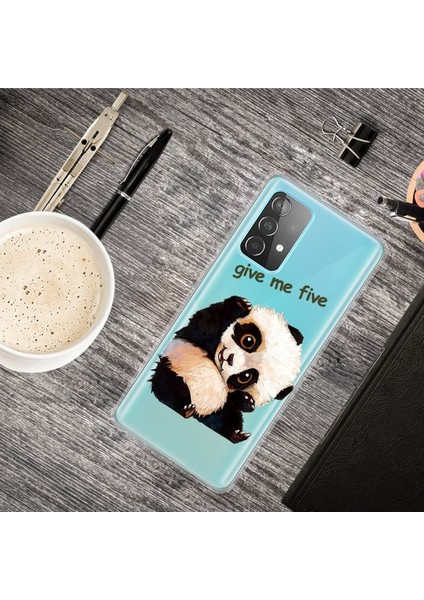 Galaxy A13 Için Darbe Emici Esnek Tpu Şeffaf Baskılı Telefon Kılıfı - Panda (Yurt Dışından)
