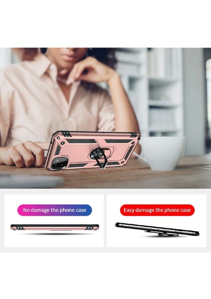 Galaxy A22 5g Için Darbeye Dayanıklı Halka Standlı Pc + Tpu Telefon Kılıfı - Rose Gold (Yurt Dışından) fiyatları