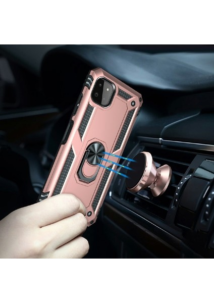 Galaxy A22 5g Için Darbeye Dayanıklı Halka Standlı Pc + Tpu Telefon Kılıfı - Rose Gold (Yurt Dışından) fırsatları