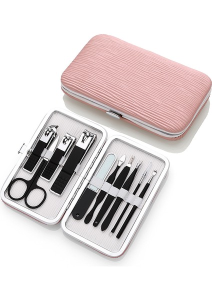 Rubber Plastic Black Nail Scissors Set Elastic Paint 18 Pieces Nail Art Tool Set