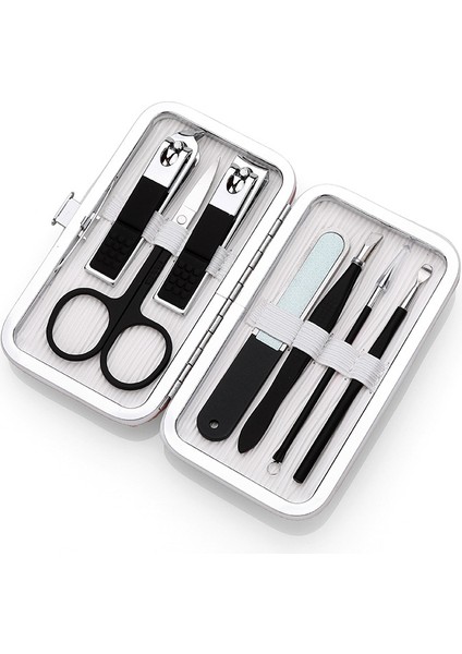 Rubber Plastic Black Nail Scissors Set Elastic Paint 18 Pieces Nail Art Tool Set