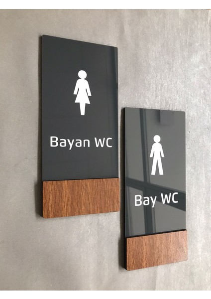 Wooden Serisi Dikey Wc Yönlendirme Levha Seti