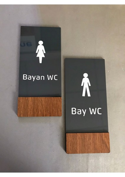 Wooden Serisi Dikey Wc Yönlendirme Levha Seti