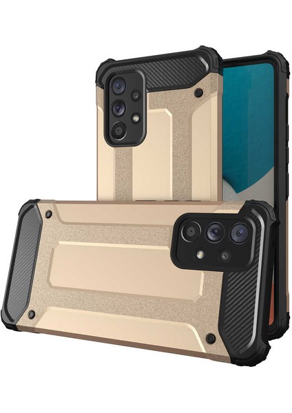 Galaxy A73 Uyumlu Kılıf Military Armor Çift Katmanlı Crash Silikon Kılıf Altın