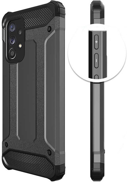 Galaxy A73 Uyumlu Kılıf Military Armor Çift Katmanlı Crash Silikon Kılıf Altın