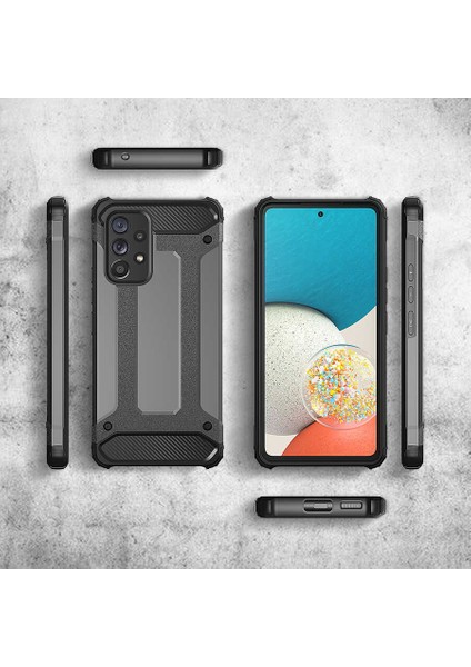 Galaxy A73 Uyumlu Kılıf Military Armor Çift Katmanlı Crash Silikon Kılıf Altın