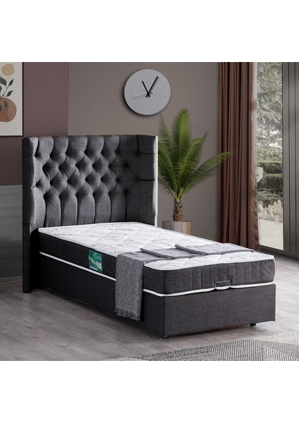 Matilda Tek Kişilik Baza Başlık Comfort Yatak Seti - Antrasit