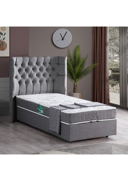 Matilda Tek Kişilik Baza Başlık Comfort Yatak Seti - Gri