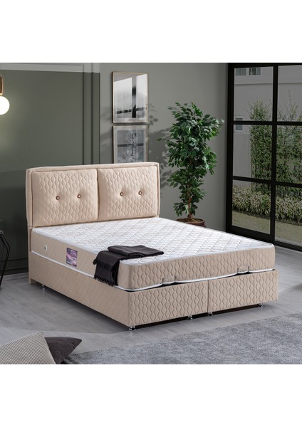 Vectra Çift Kişilik Baza Başlık Deluxe Yatak Seti - Bej