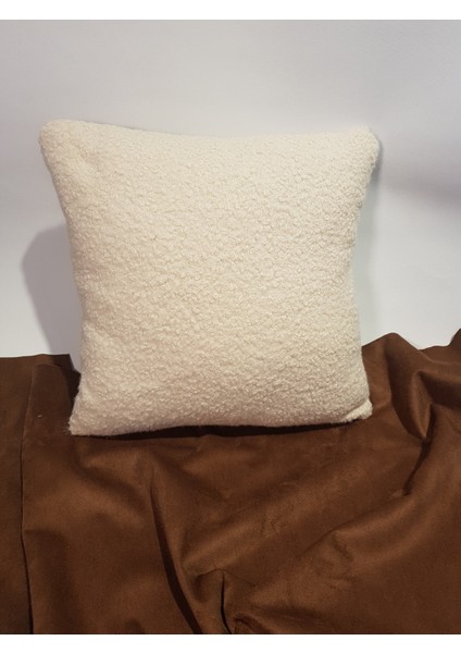 Özel Tasarım Krem Rengi Teddy Buklet Kırlent Kılıfı modelleri