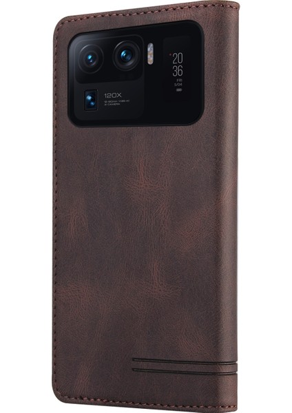 Xiaomi Mi 11 Ultra Hırsızlık Fırça Hissediyor Yatay Çevirme Deri Tutucu ve Kart Yuvaları ve Cüzdan Ile