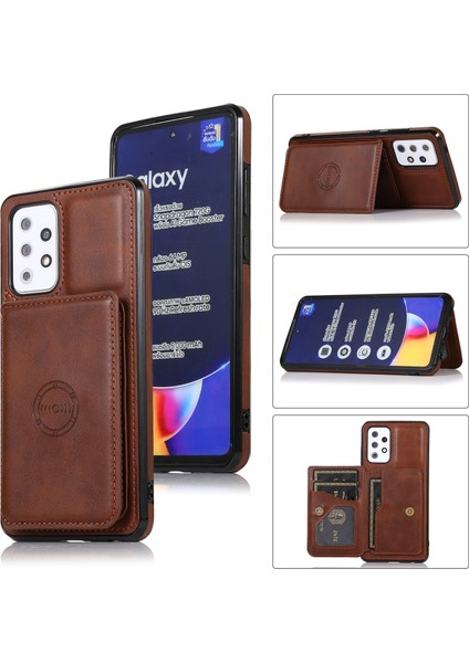 Samsung Galaxy A72 5g Buzağı Dokusu Manyetik Kart Çanta Pu Telefon Kılıfı Için