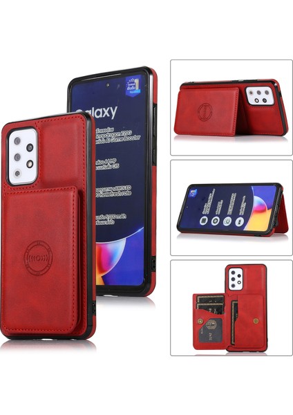 Samsung Galaxy A72 5g Buzağı Dokusu Manyetik Kart Çanta Pu Telefon Kılıfı Için