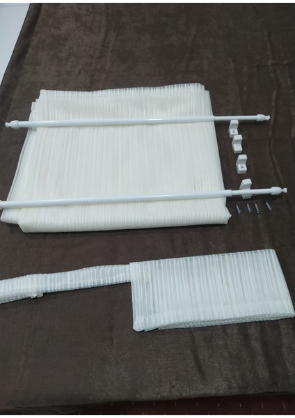 Briz Çubuklu Ultra Büzgülü Keten Tül Perde - Kapı ve Pencerelere Uygun 2 Adet Briz Çubuğu fırsatları