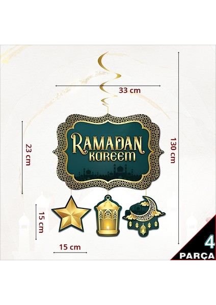 Süsle Bebek ve Parti Ramadan Kareem Tavan Süsü - 130x33cm رمضان كريم ديكور السقف