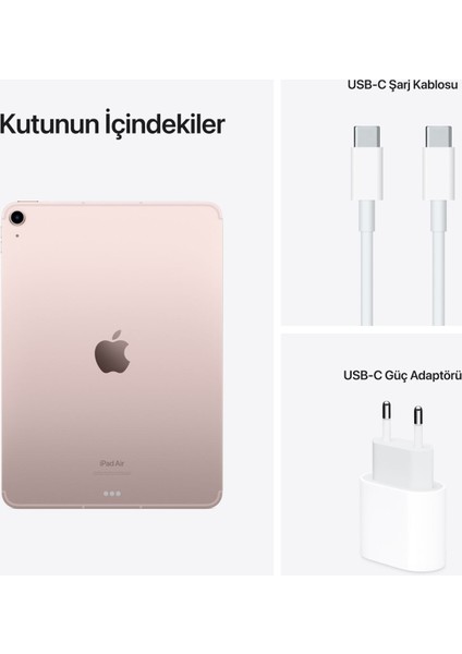 iPad Air 5. Nesil 10.9" 256GB Wi-Fi Cellular Tablet - MM723TU/A Pembe