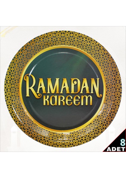Ramadan Kareem 22 cm Karton Tabak - 8 Adet