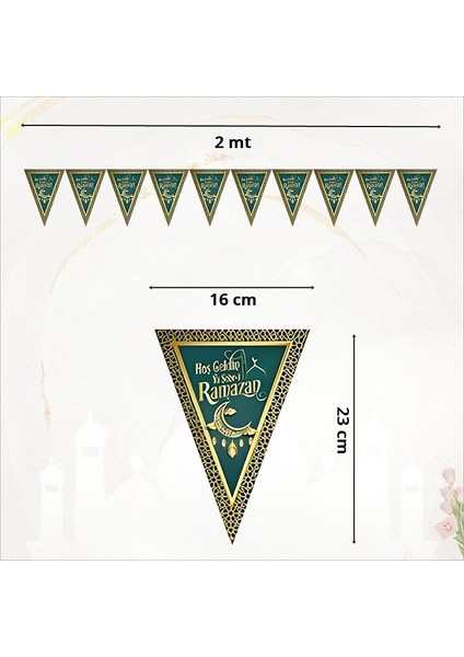 Hoşgeldin Ramazan Üçgen Bayrak Flama - 2 mt