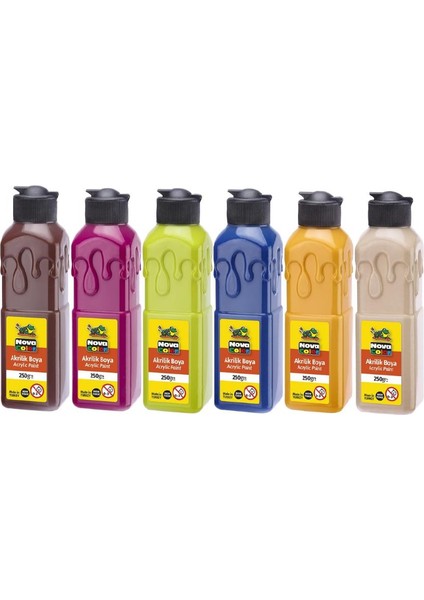 Akrilik Boya 250 ml 6 Ara Renk 1 Paket Nova Color Akrilik Boyalar 250 ml 6 Lı