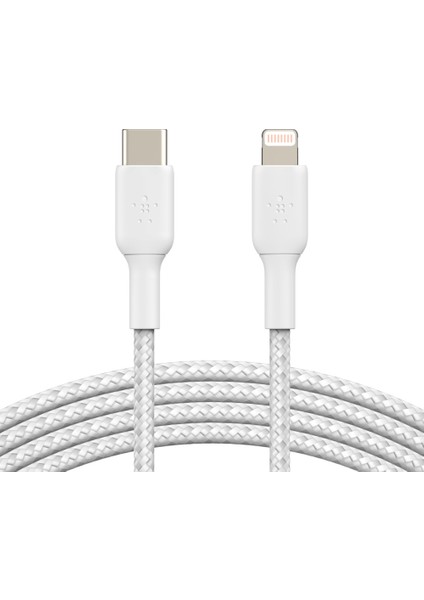 Örgülü Apple Lightning USB Type-C Hızlı Şarj ve Data Kablosu Beyaz 2 Metre CAA004BT2MWH