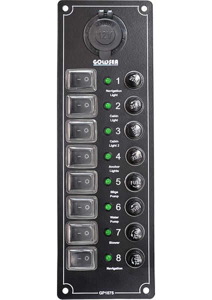 Marine Switch Panel 8 Anahtar Şarj Soketli Kontrol Paneli 12-24V