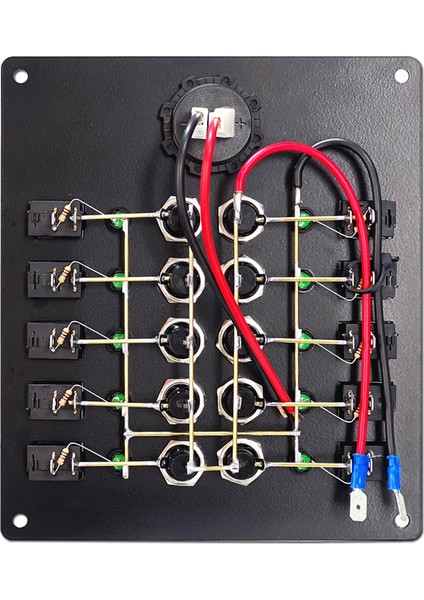 Switch Panel 10 Anahtar Şarj Soketli Sigorta Paneli 12-24V148X170MM