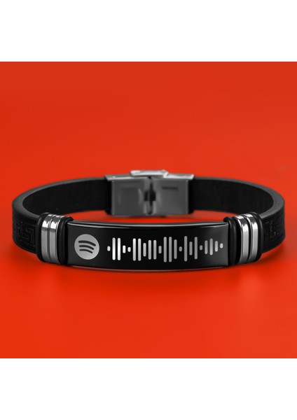 Müzik Severe Hediye Spotify Şarkı Barkodlu Deri Bileklik