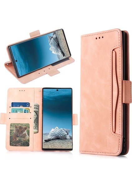 Galaxy Note 10 Plus 5g Için Deri Kart Yuvalı ve Standlı Telefon Kılıfı - Pudra Pembe (Yurt Dışından)