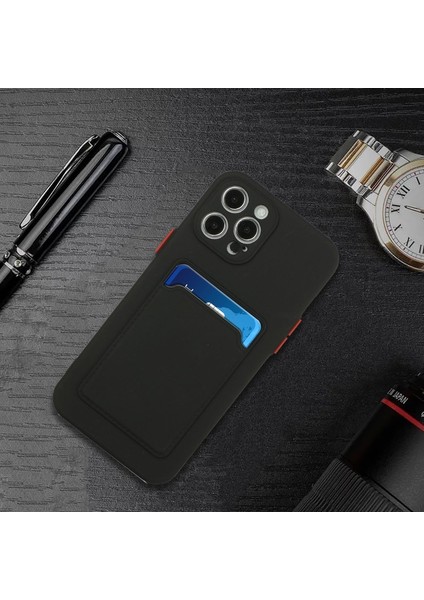 Apple iPhone 12 Pro Için Kart Yuvalı Tam Korumalı Yumuşak Tpu Telefon Kılıfı - Siyah (Yurt Dışından) indirimleri