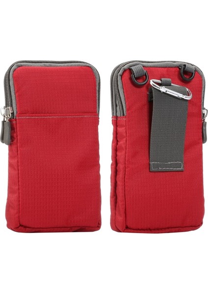 6.3-6.9 Inç Telefonlar Için Elastik Kemer Halkalı Spor Bel Çantası - Kırmızı (Yurt Dışından)