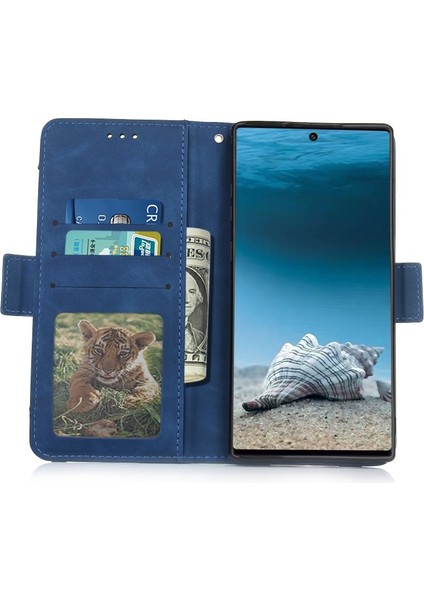 Galaxy Note 10 Plus 5g Için Deri Kart Yuvalı ve Standlı Telefon Kılıfı - Mavi (Yurt Dışından)