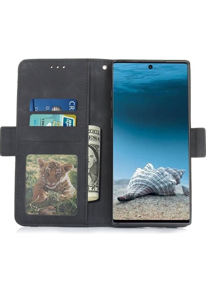 Galaxy Note 10 Plus 5g Için Deri Kart Yuvalı ve Standlı Telefon Kılıfı - Siyah (Yurt Dışından)