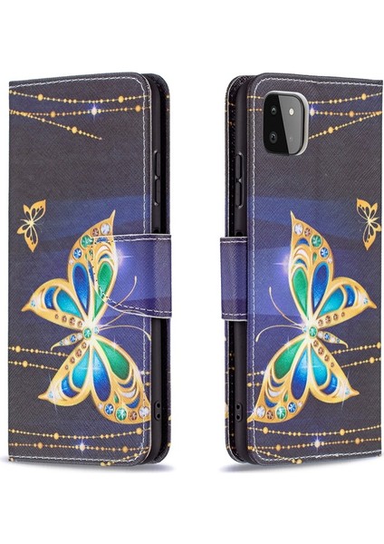 Samsung Galaxy A22 5g Için Cüzdan Tasarım Renkli Desenli Deri Telefon Kılıfı (Yurt Dışından)