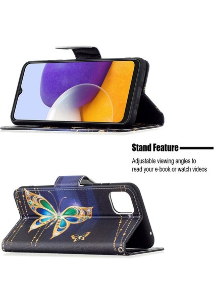Samsung Galaxy A22 5g Için Cüzdan Tasarım Renkli Desenli Deri Telefon Kılıfı (Yurt Dışından) fırsatları