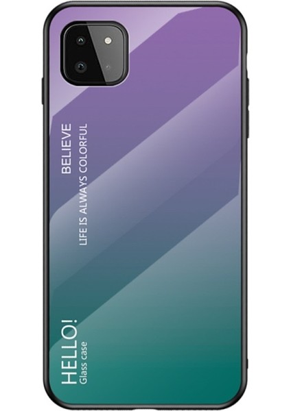 Samsung Galaxy A22 5g Için Iyi Korunan Temperli Cam Renkli Tasarım Cep Telefonu Kılıfı (Yurt Dışından)