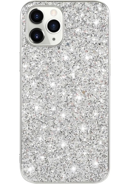 Apple iPhone 12 Pro Max Için Tpu+Pc Hibrit Simli Telefon Kılıfı - Gümüş (Yurt Dışından)