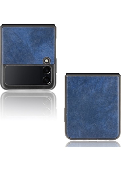 Samsung Galaxy Z Flip3 5g Için Ince Litchi Doku Pu Deri Kaplamalı Sert Pc Telefon Kılıfı (Yurt Dışından)